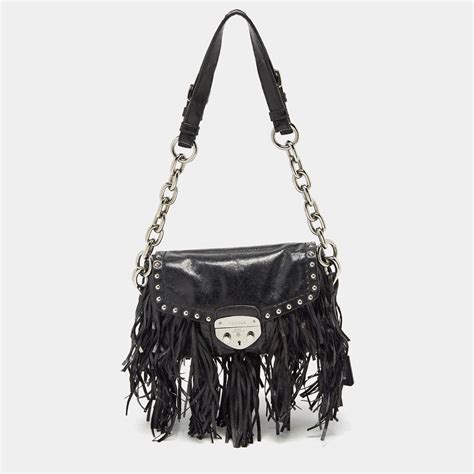 Prada Vitello Shine Leather Shoulder Bag 